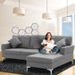 Mio 3-Seater L-Shaped Linen Sofa Lounge Left Side Chaise Couch - Dark Grey