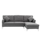 Mio 3-Seater L-Shaped Linen Sofa Lounge Left Side Chaise Couch - Dark Grey