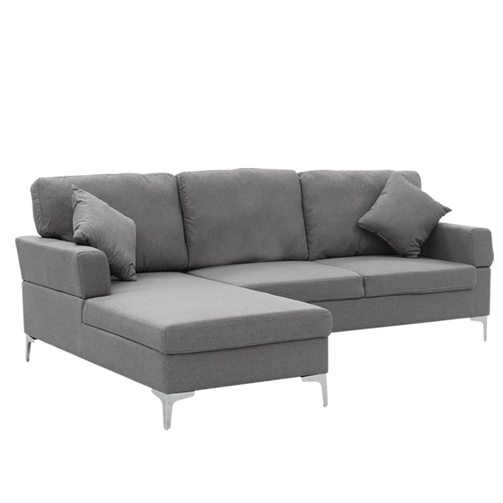 Mio 3-Seater L-Shaped Linen Sofa Lounge Right Side Chaise Couch - Dark Grey