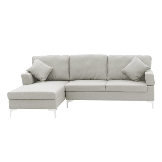 Mio 3-Seater L-Shaped Linen Sofa Lounge Right Side Chaise Couch - Light Grey