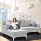 Mio 3-Seater L-Shaped Linen Sofa Lounge Right Side Chaise Couch - Light Grey