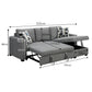 Meshi 3-Seater Pullout Sofa Bed with Storage Chaise Lounge - Grey