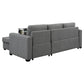 Meshi 3-Seater Pullout Sofa Bed with Storage Chaise Lounge - Grey