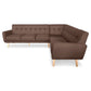 Maple 6-Seater L-Shaped Faux Linen Wooden Corner Sofa with Left Chaise - Brown