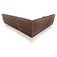 Maple 6-Seater L-Shaped Faux Linen Wooden Corner Sofa with Left Chaise - Brown