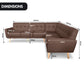 Maple 6-Seater L-Shaped Faux Linen Wooden Corner Sofa with Left Chaise - Brown