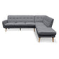 Marisol 6-Seater L-Shaped Faux Linen Wooden Corner Sofa with Right Chaise - Dark Grey