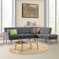Marisol 6-Seater L-Shaped Faux Linen Wooden Corner Sofa with Right Chaise - Dark Grey