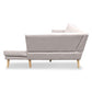Marisol 6-Seater L-Shaped Faux Linen Wooden Corner Sofa with Right Chaise - Light Grey