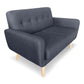 Maya 6-Seater Linen Futon Couch Sofa Set - Dark Grey