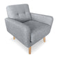Maya 6-Seater Linen Futon Couch Sofa Set - Light Grey