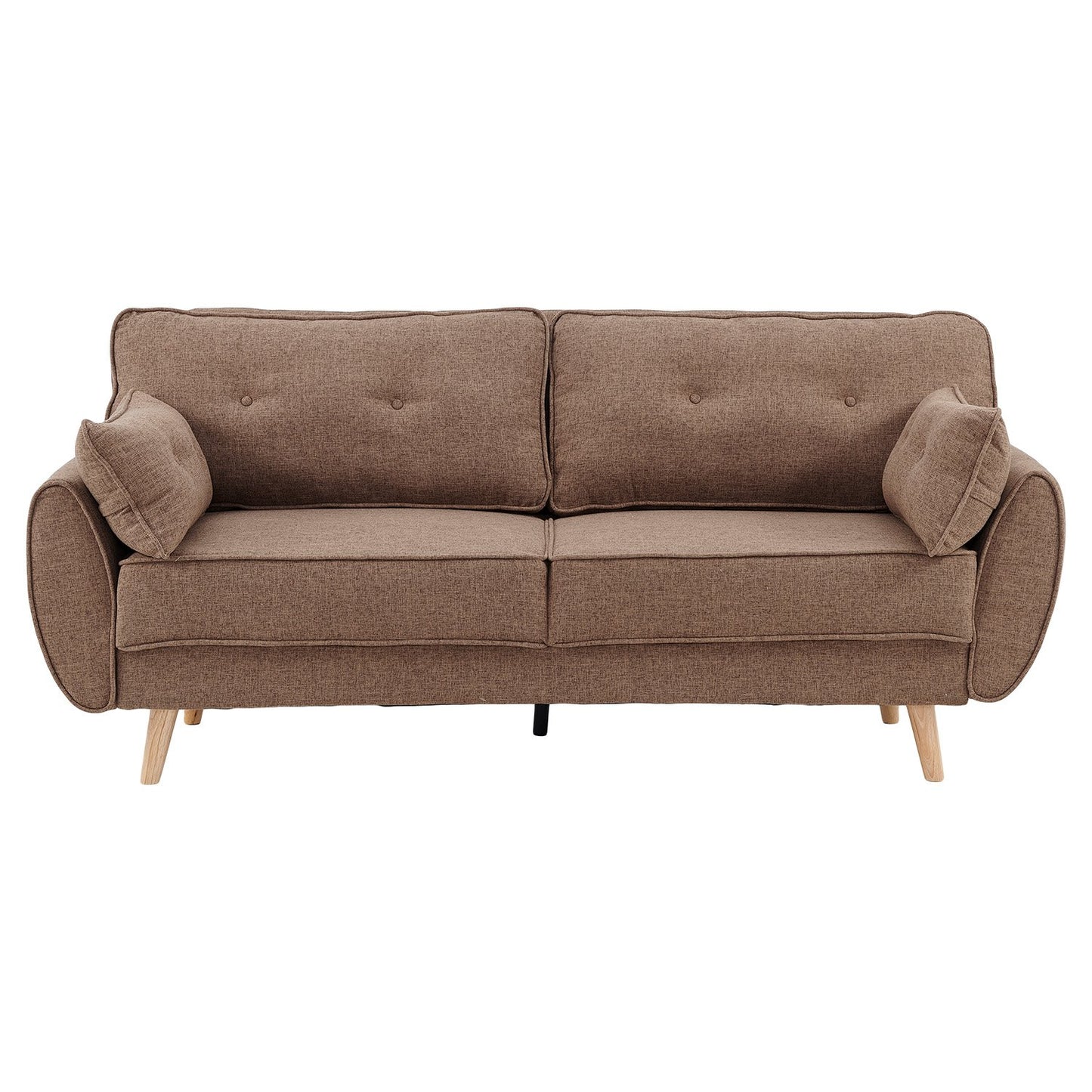 Mariah 3-Seater Linen Fabric Futon Modular Sofa Bed Suite - Brown