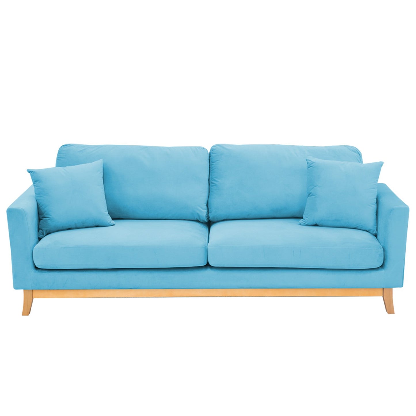 Molly 3-Seater Faux Velvet Wooden Sofa Bed Couch - Blue