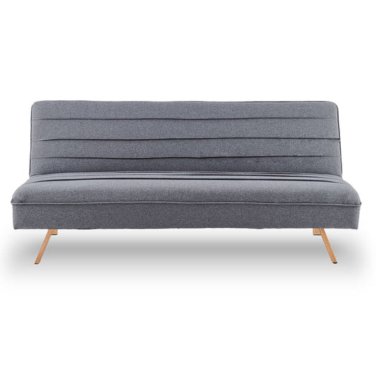 Melanie 3-Seater Linen Fabric Modular Sofa Bed Couch - Dark Grey
