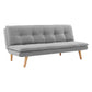 Matilda 3-Seater Linen Futon Sofa Bed Lounge - Light Grey