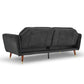 Marissa 2-Seater Faux Velvet Tufted Futon Sofa Bed Couch - Black