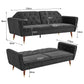 Marissa 2-Seater Faux Velvet Tufted Futon Sofa Bed Couch - Black