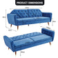 Marissa 2-Seater Faux Velvet Tufted Futon Sofa Bed Couch - Blue