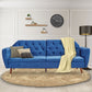 Marissa 2-Seater Faux Velvet Tufted Futon Sofa Bed Couch - Blue