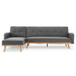 Meredith 3-Seater Corner Sofa Bed with Chaise Lounge - Dark Grey