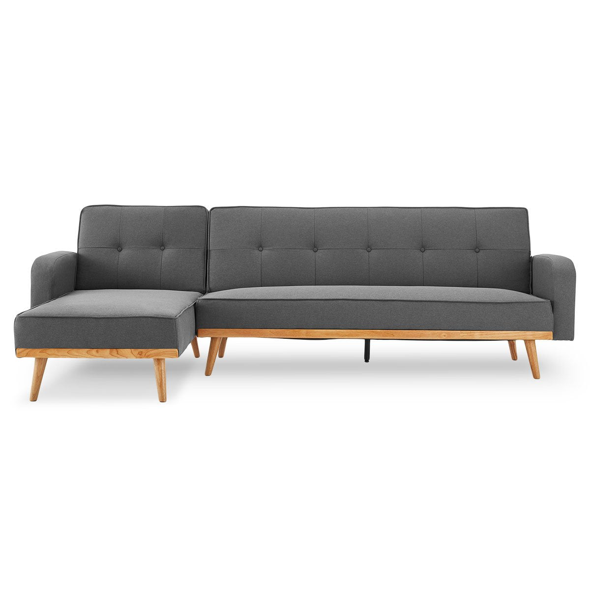 Meredith 3-Seater Corner Sofa Bed with Chaise Lounge - Dark Grey