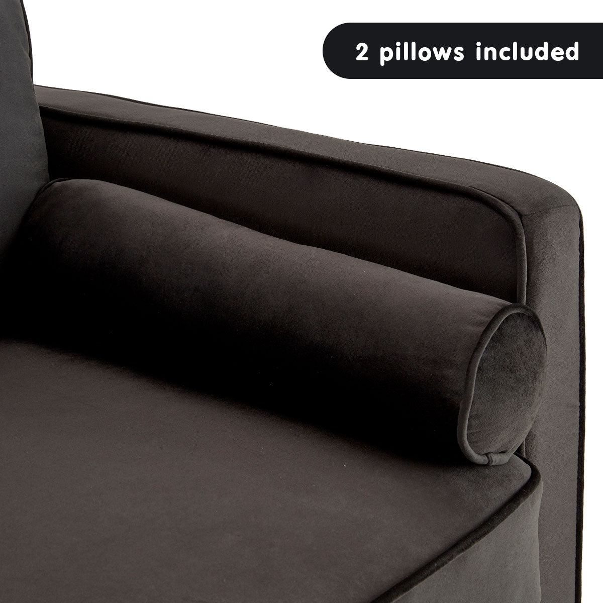Melody 2-Seater Faux Velvet Suite Sofa Bed Lounge - Black