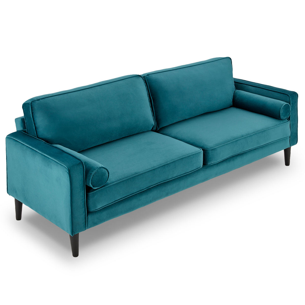 Melody 2-Seater Faux Velvet Suite Sofa Bed Lounge - Blue