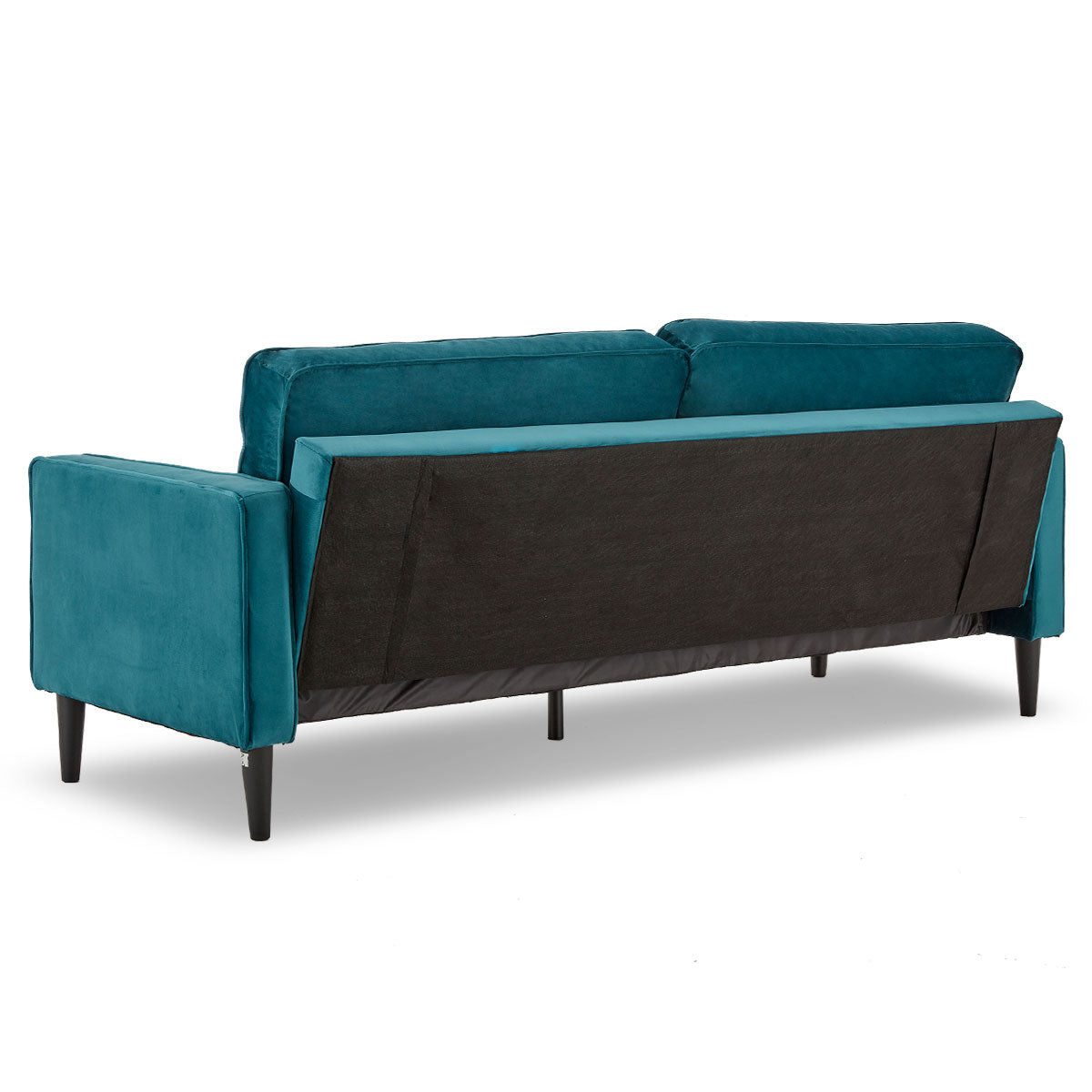 Melody 2-Seater Faux Velvet Suite Sofa Bed Lounge - Blue