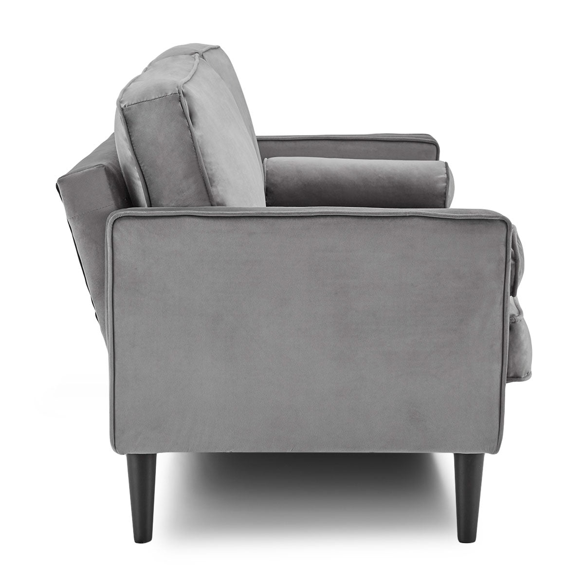 Melody 2-Seater Faux Velvet Suite Sofa Bed Lounge - Grey