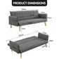 Magnolia 3-Seater Linen Fabric Armrest Modular Sofa Bed Couch - Dark Grey