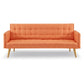 Magnolia 3-Seater Linen Fabric Armrest Modular Sofa Bed Couch - Orange