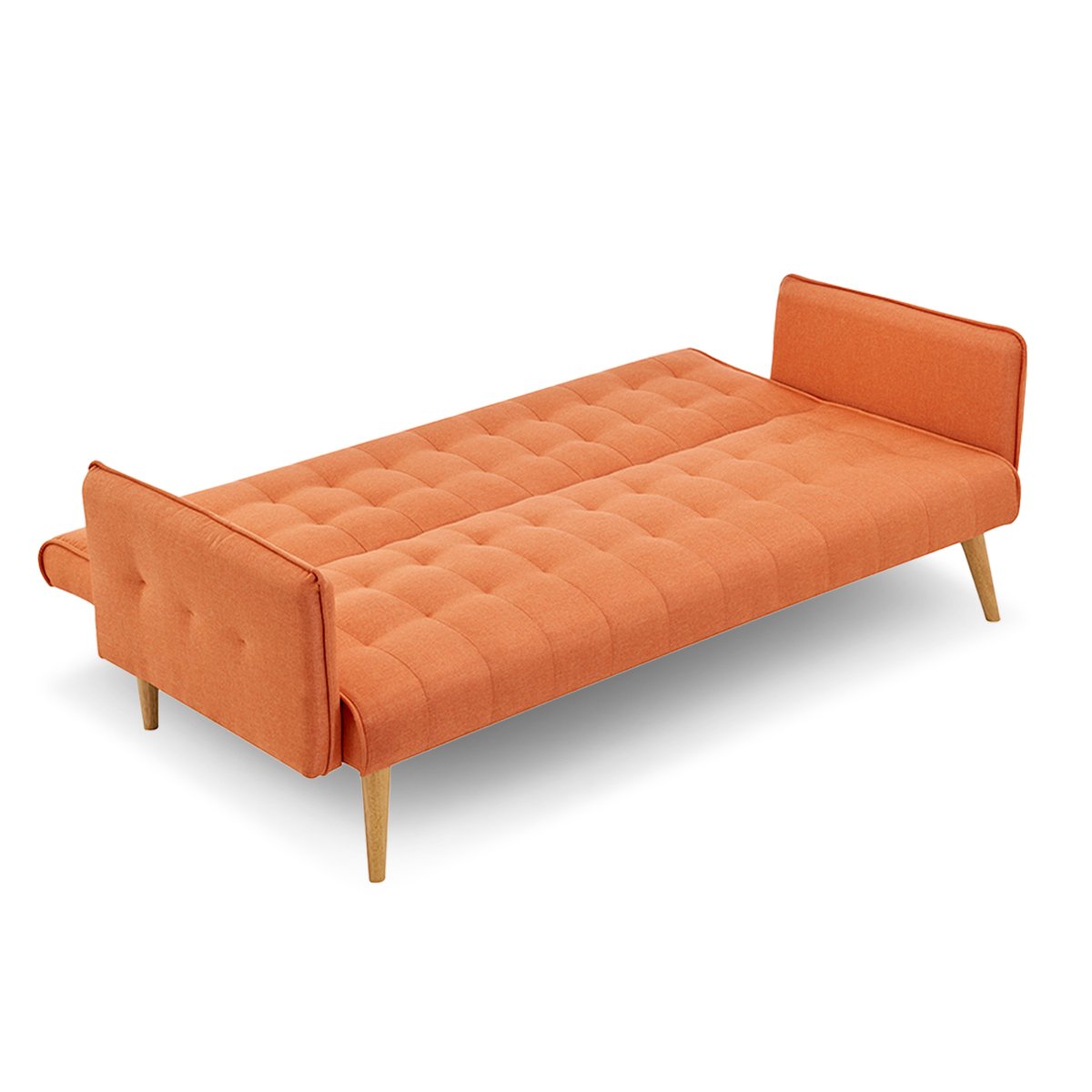 Magnolia 3-Seater Linen Fabric Armrest Modular Sofa Bed Couch - Orange