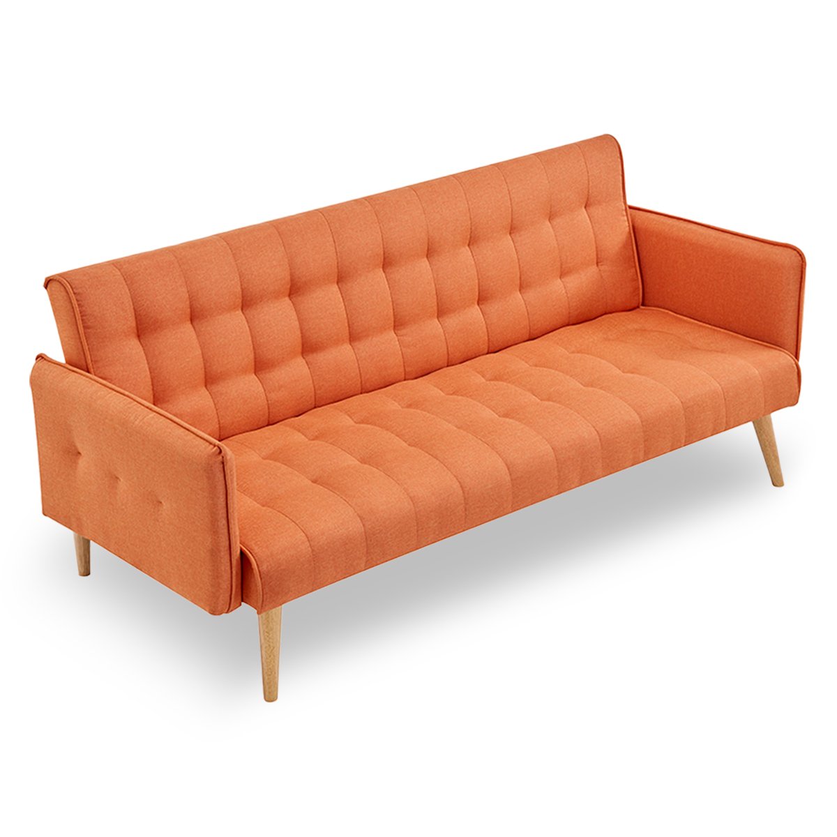 Magnolia 3-Seater Linen Fabric Armrest Modular Sofa Bed Couch - Orange