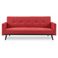 Matia 3-Seater Tufted Faux Linen Sofa Bed with Armrests - Red