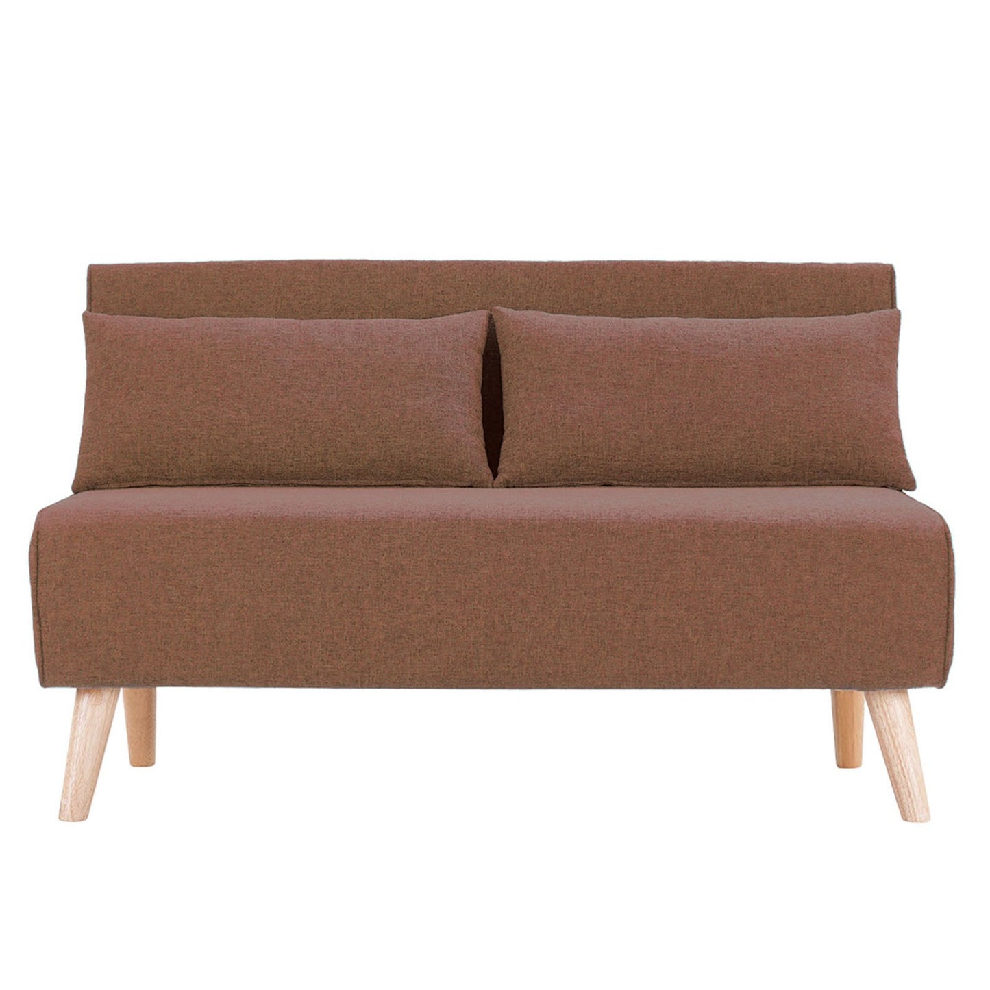 Mallory 2-Seater Faux Linen Adjustable Sofa Bed Lounge - Brown