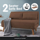 Mallory 2-Seater Faux Linen Adjustable Sofa Bed Lounge - Brown