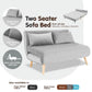 Mallory 2-Seater Faux Velvet Adjustable Sofa Bed Lounge - Light Grey