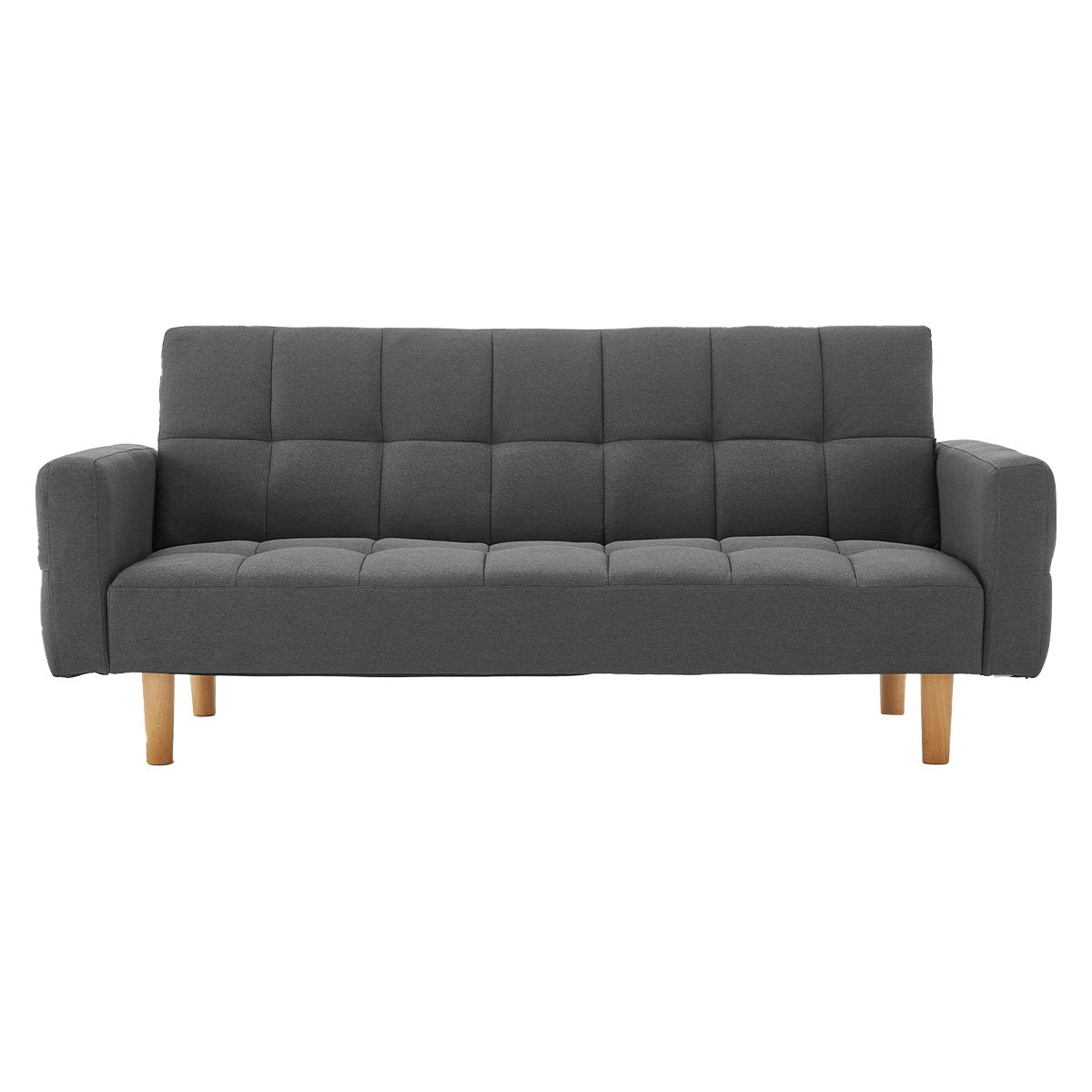 Morgana 3-Seater Fabric Futon Sofa Bed - Dark Grey