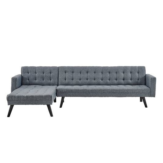 Miette 3-Seater Corner Chaise Wooden Sofa Bed Lounge - Grey