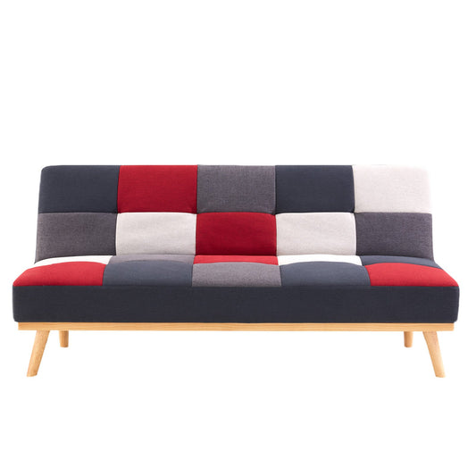 Mabry 3-Seater Linen Fabric Wood Modular Sofa Bed Couch - Multi-colour
