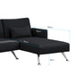 Merritt 3-Seater Chaise Sofa Bed with 3 Pillows - Black