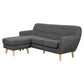 Mirren 3-Seater L-Shaped Linen Corner Right Chaise Wooden Sofa Couch - Dark Grey