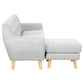 Mirren 3-Seater L-Shaped Linen Corner Right Chaise Wooden Sofa Couch - Light Grey