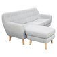 Mirren 3-Seater L-Shaped Linen Corner Right Chaise Wooden Sofa Couch - Light Grey