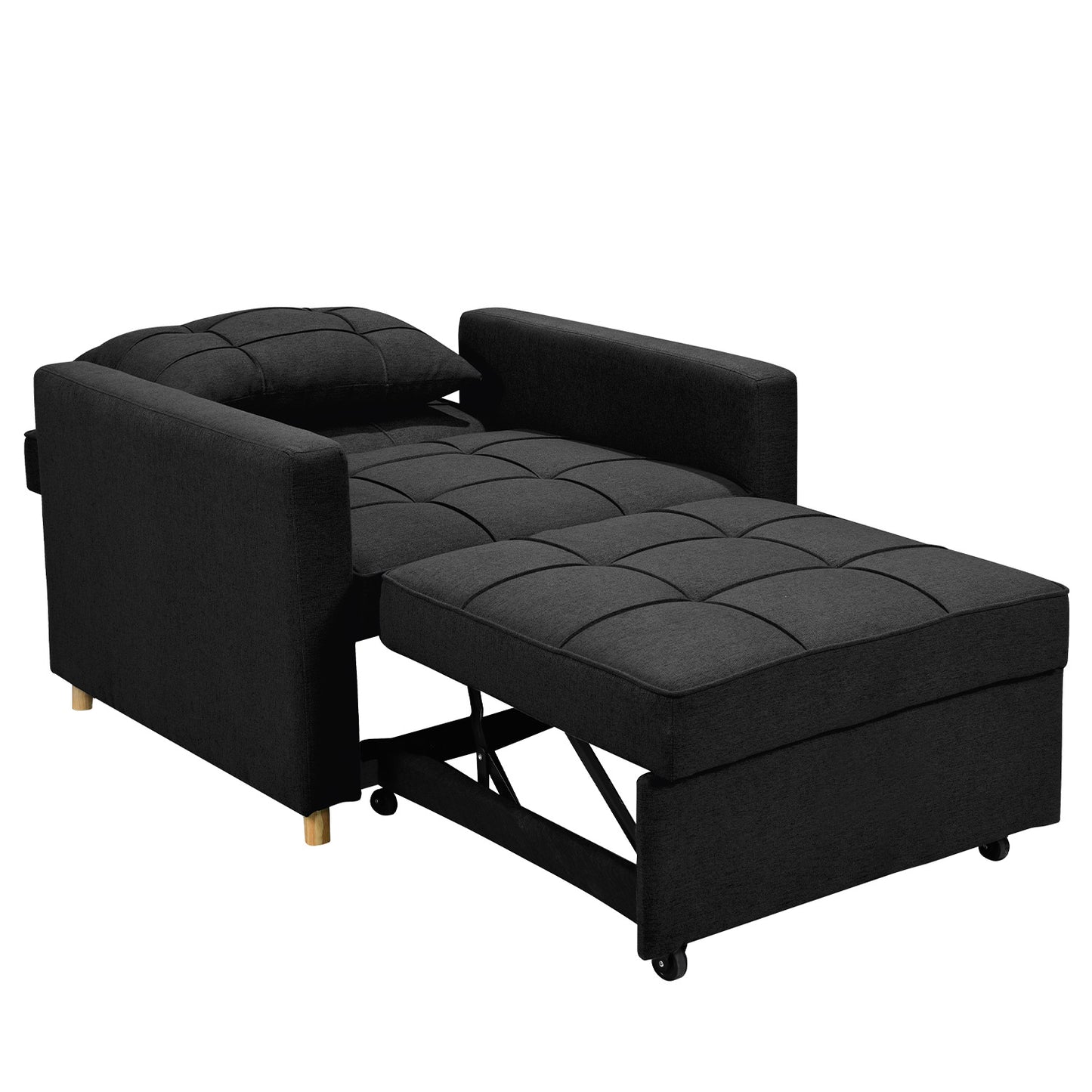 Mindy 3-in-1 Convertible Lounge Chair Bed - Black