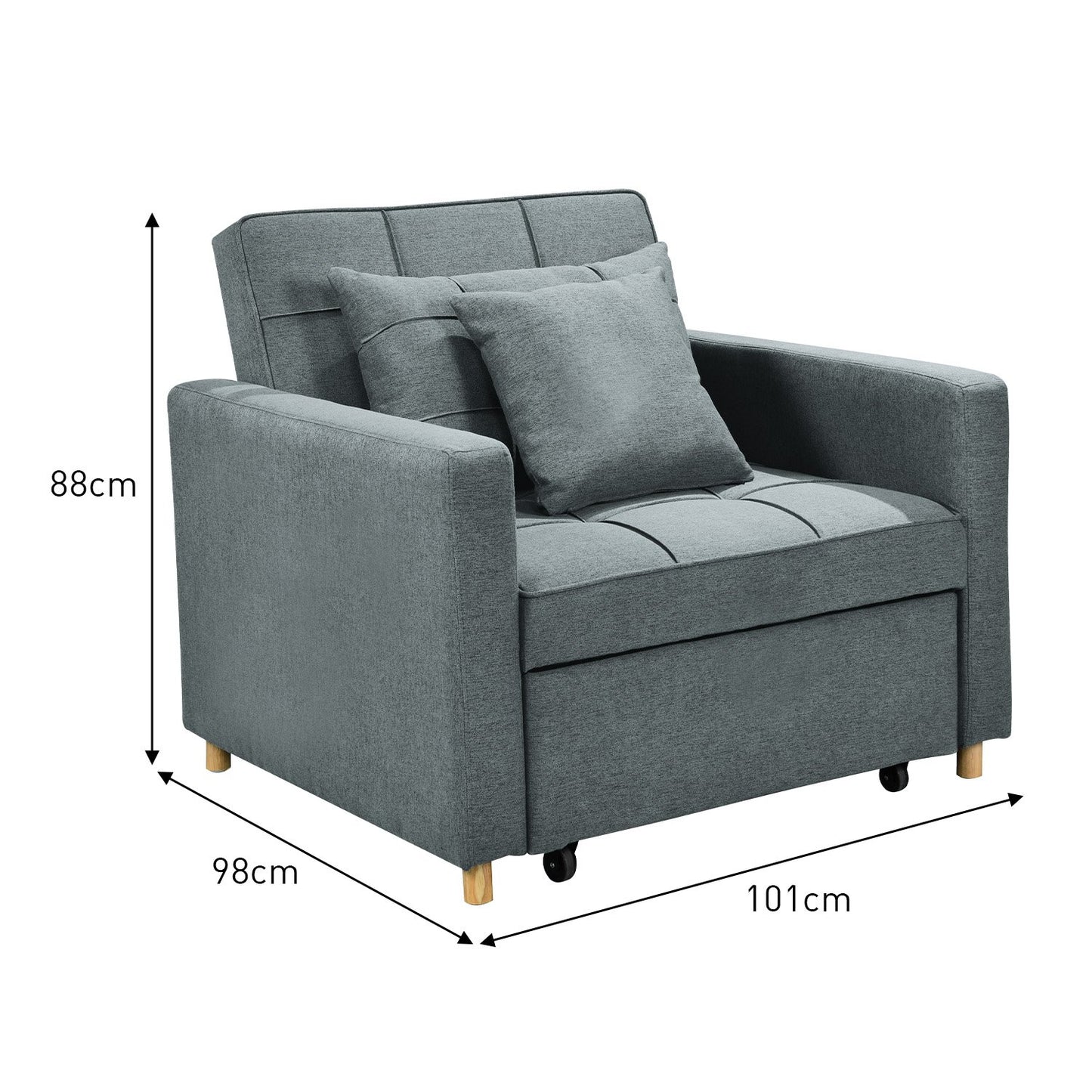 Millicent 3-in-1 Convertible Sofa Chair Bed - Grey