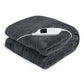 Heated Electric Blanket Throw Rug Coral Warm Fleece - Grey