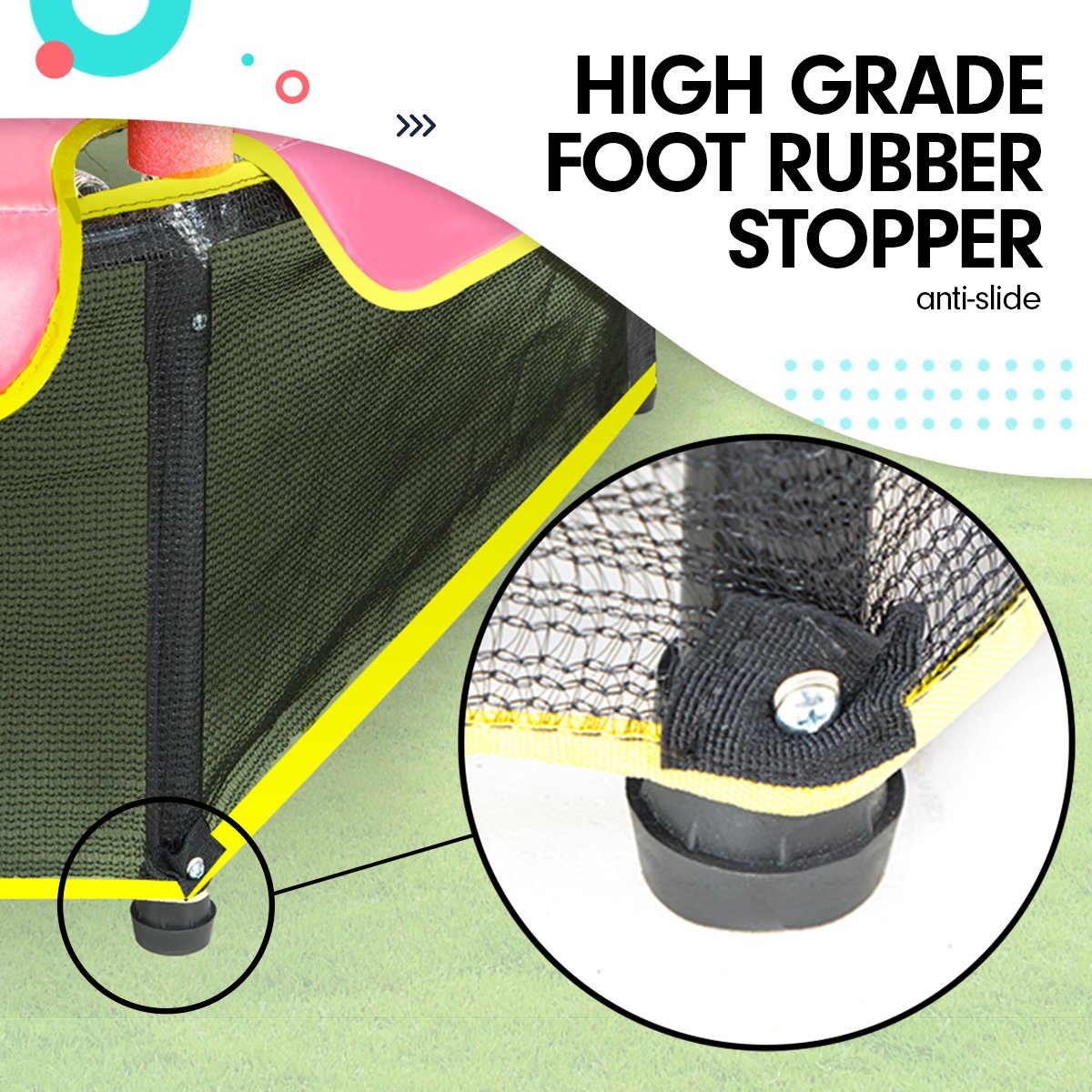 Kahuna Trampoline 4.5FT Round Free Safety Net Spring Pad Cover Mat Outdoor Green Pink