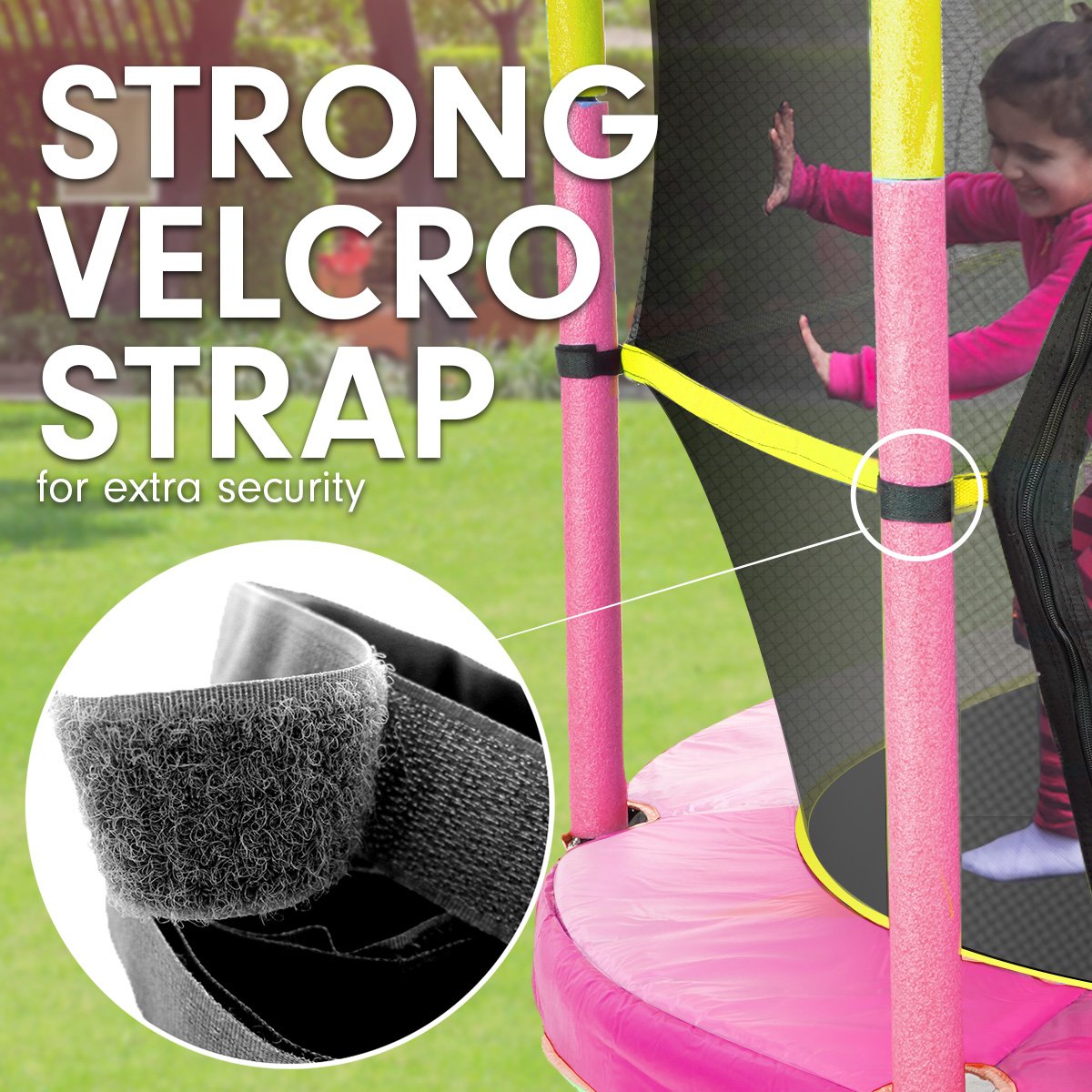 Kahuna Trampoline 4.5FT Round Free Safety Net Spring Pad Cover Mat Yellow Pink