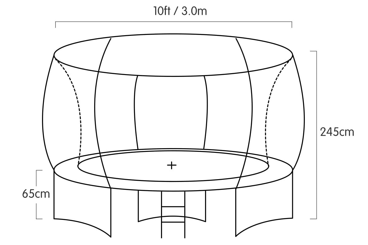 Kahuna Trampoline for Kids 10FT Outdoor Children with Safety Enclosure Pad Mat Ladder - Rainbow